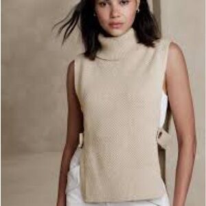 Banana Republic Tan Sleeveless Turtleneck Sweater/Vest, Size XL
